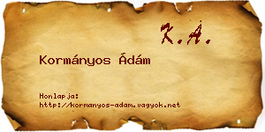 Kormányos Ádám névjegykártya