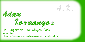 adam kormanyos business card